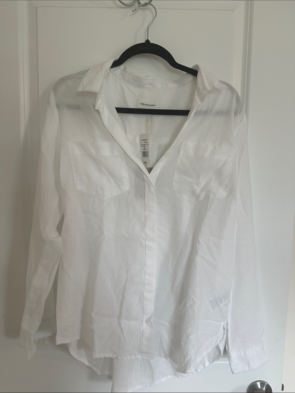 Dry Goods White Semi-Sheer Button-Front Blouse